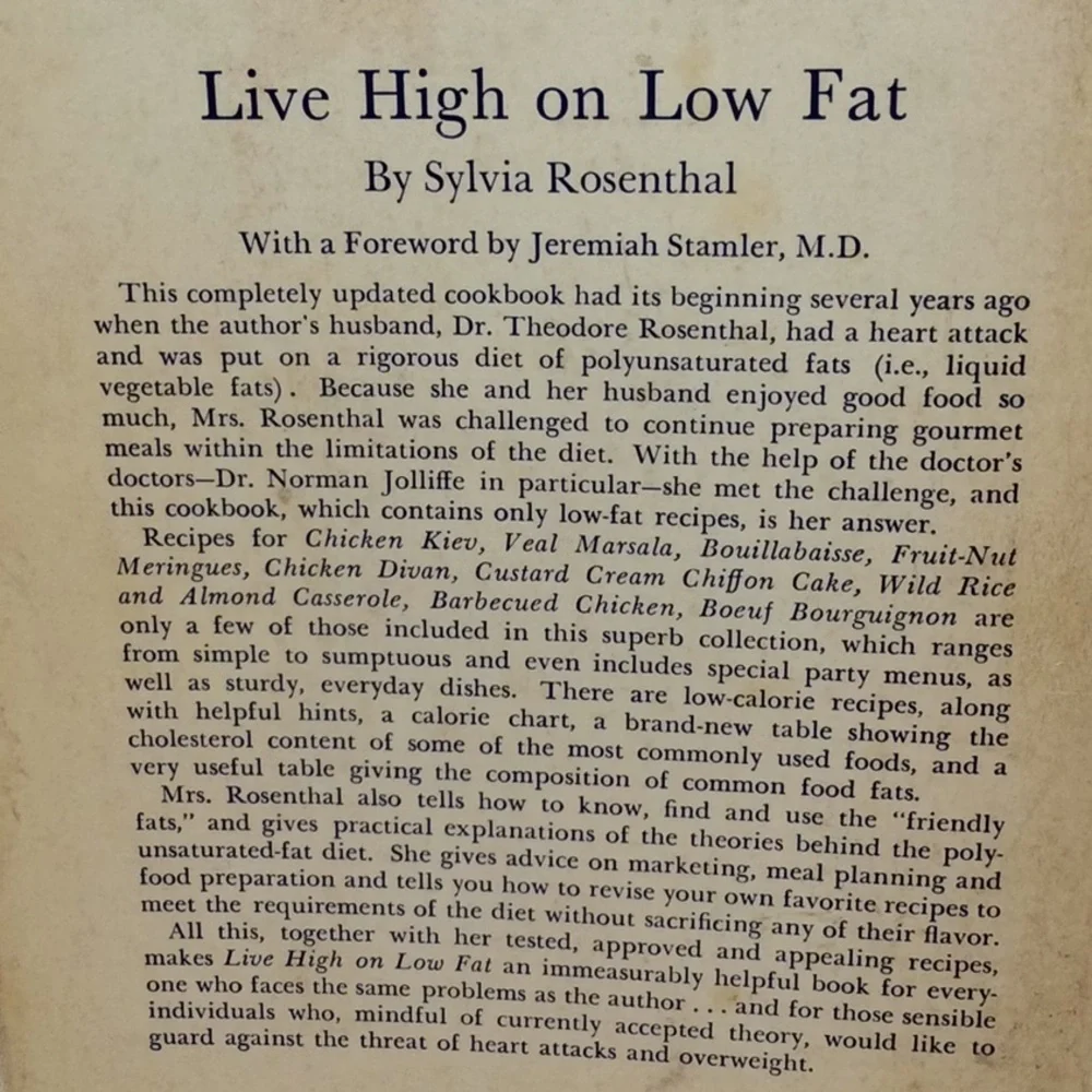 Vintage Live High on Low Fat by Sylvia Rosenthal